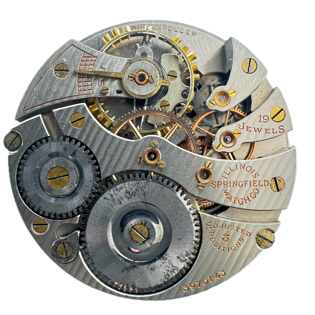Antique 16s 1921 Illinois 9 19J Mech Open Face Pocket Watch Movement 706 Runs