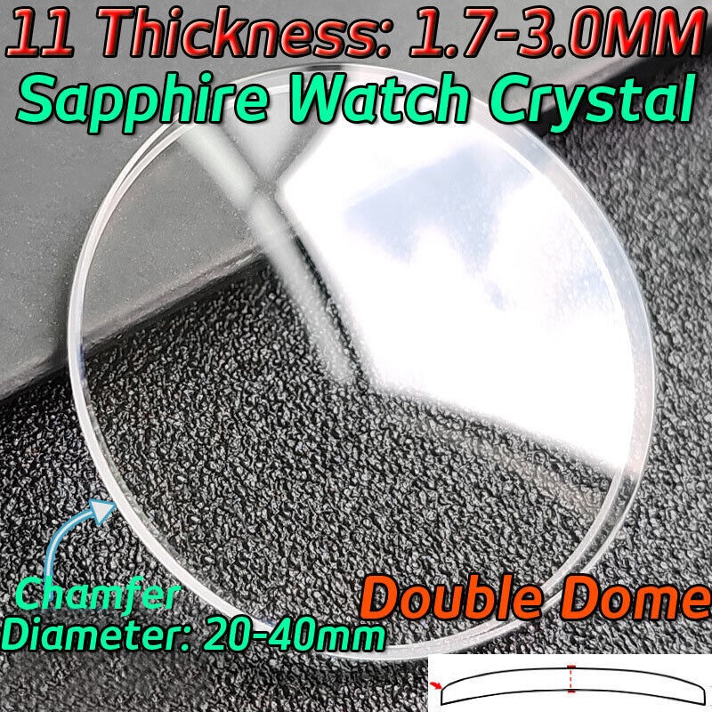 20-41mm Watch Crystal Dome Sapphire Glass 1.7-2.5 3.0mm Watch Lens Round Double