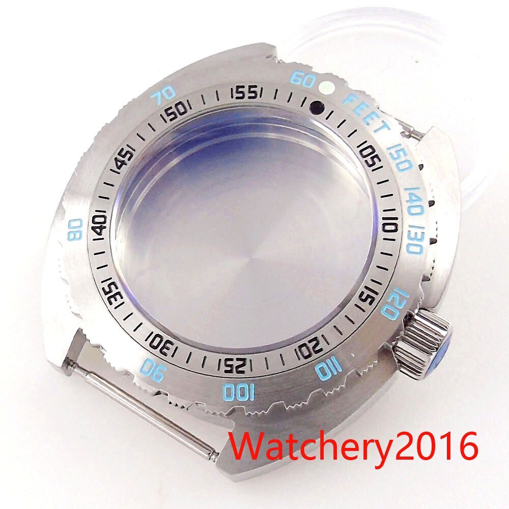 New 45mm 20ATM 316L Stainless Steel Black Silver Watch Case For Japan NH35A NH36