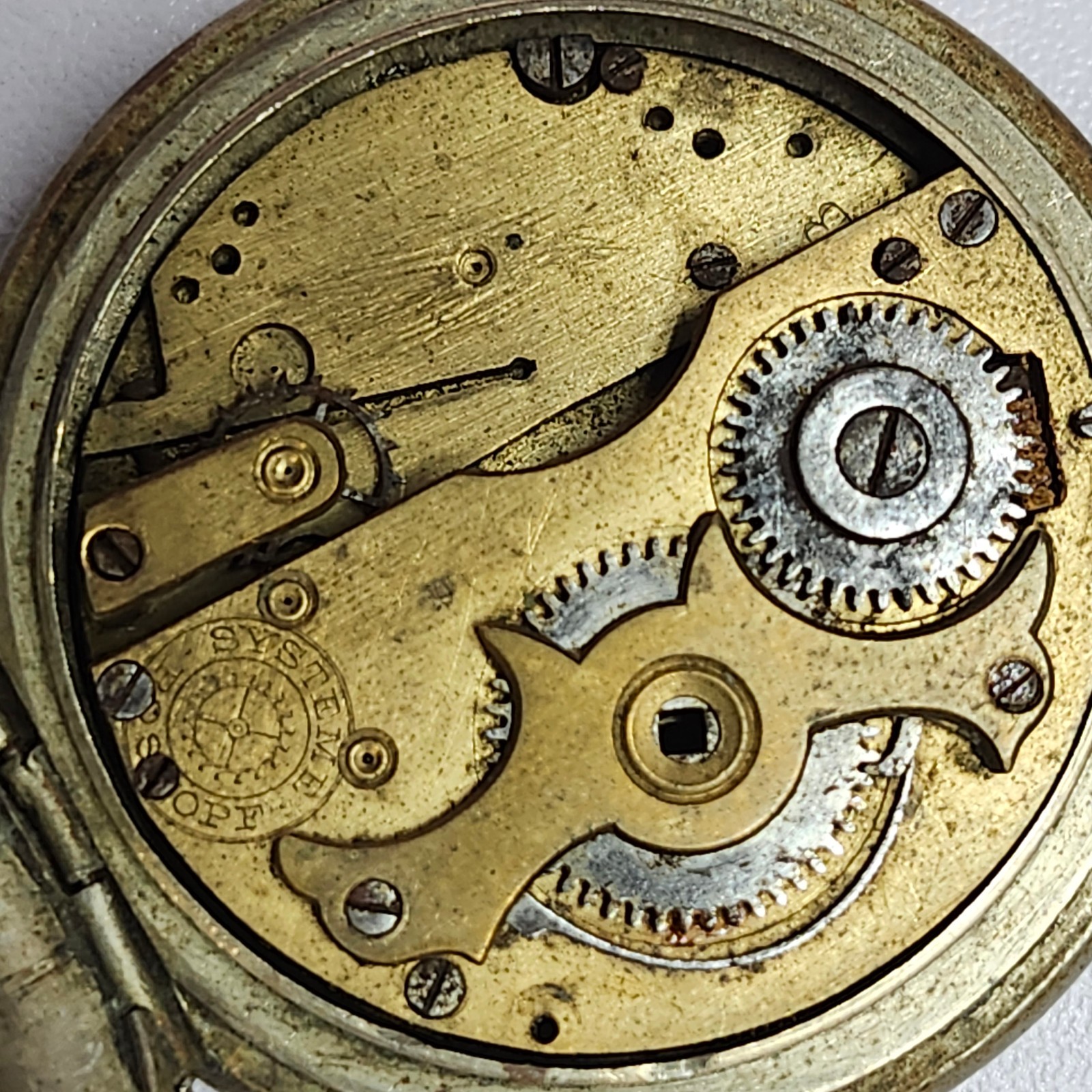 Systeme Roskopf Pocket Watch Movement Case Salvage Parts Repair As Is