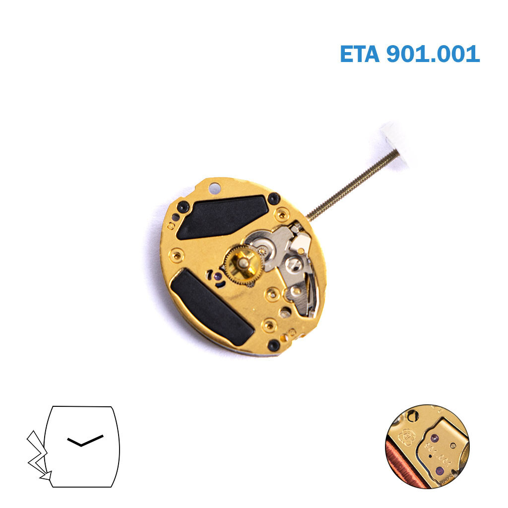 ETA 901.001 Swiss Made Movement, 2 Hands, 3 Jewels With Hour Wheel
