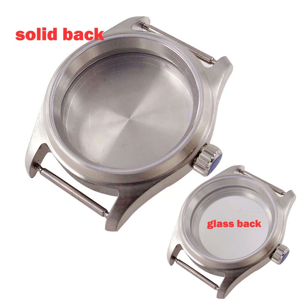36mm Pilot Stainless Steel Sapphire Watch Case Fit NH35 NH36 ETA 2824 Glass Back