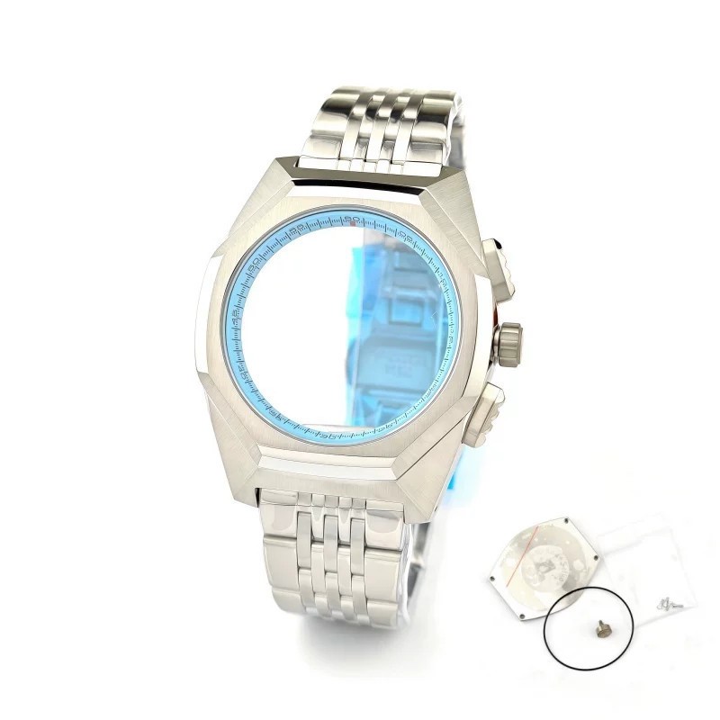 44.5mm Stainless Watch Case+Strap Sapphire for VK63 VK64 Movement 32.5mm Dial