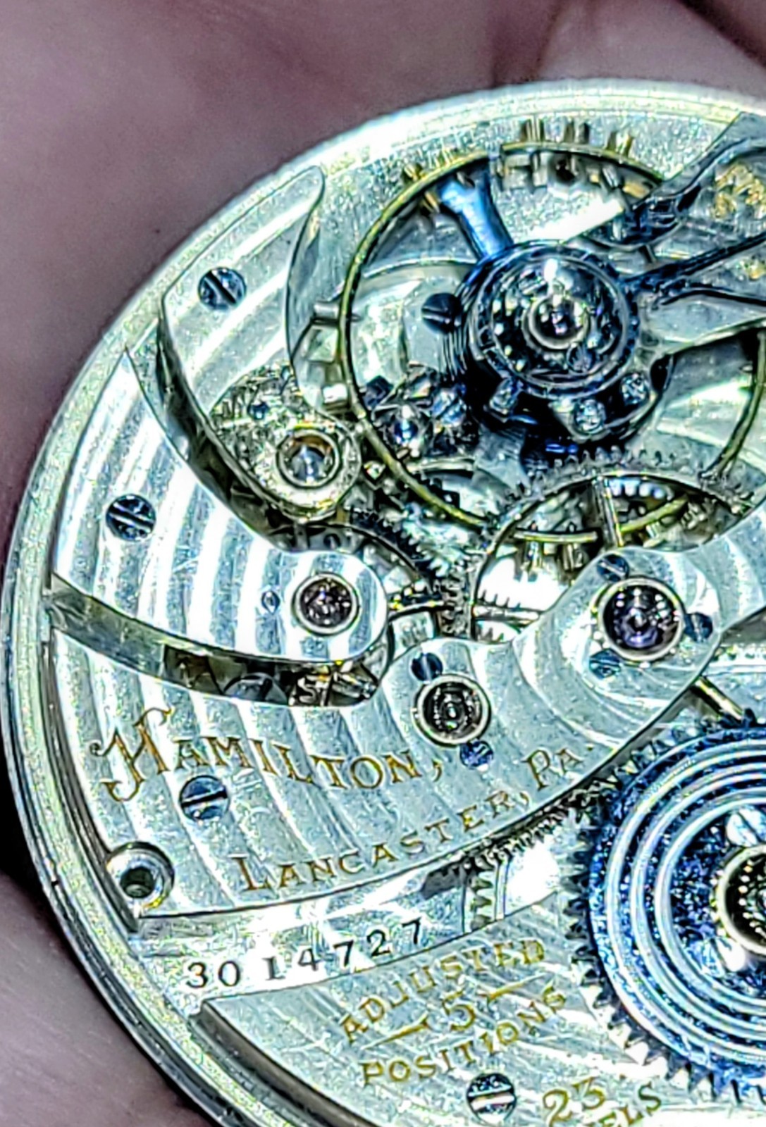 Hamilton 922 Pocket Watch Movement & Dial 12S 23 Jewel For Parts SN 3014727