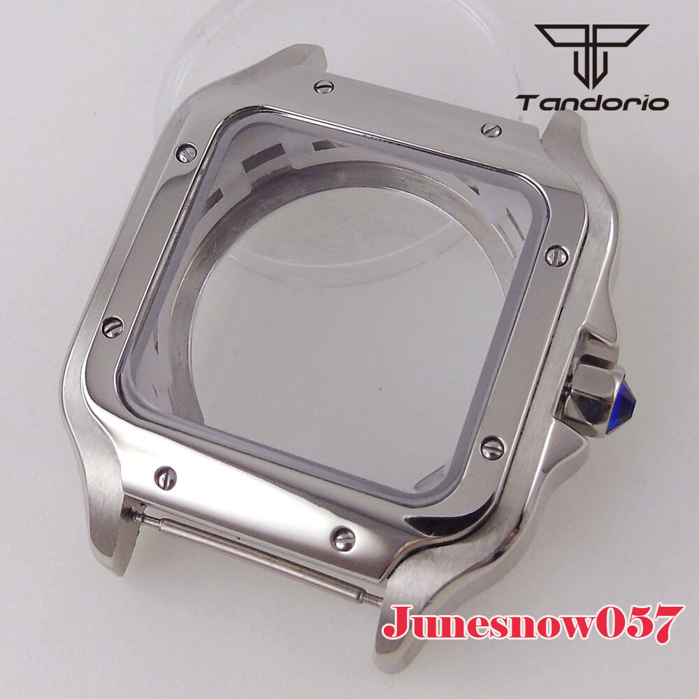Tandorio Blue White Roman Dial Men Watch 38mm Square Case Hand Set Fit NH36 NH35