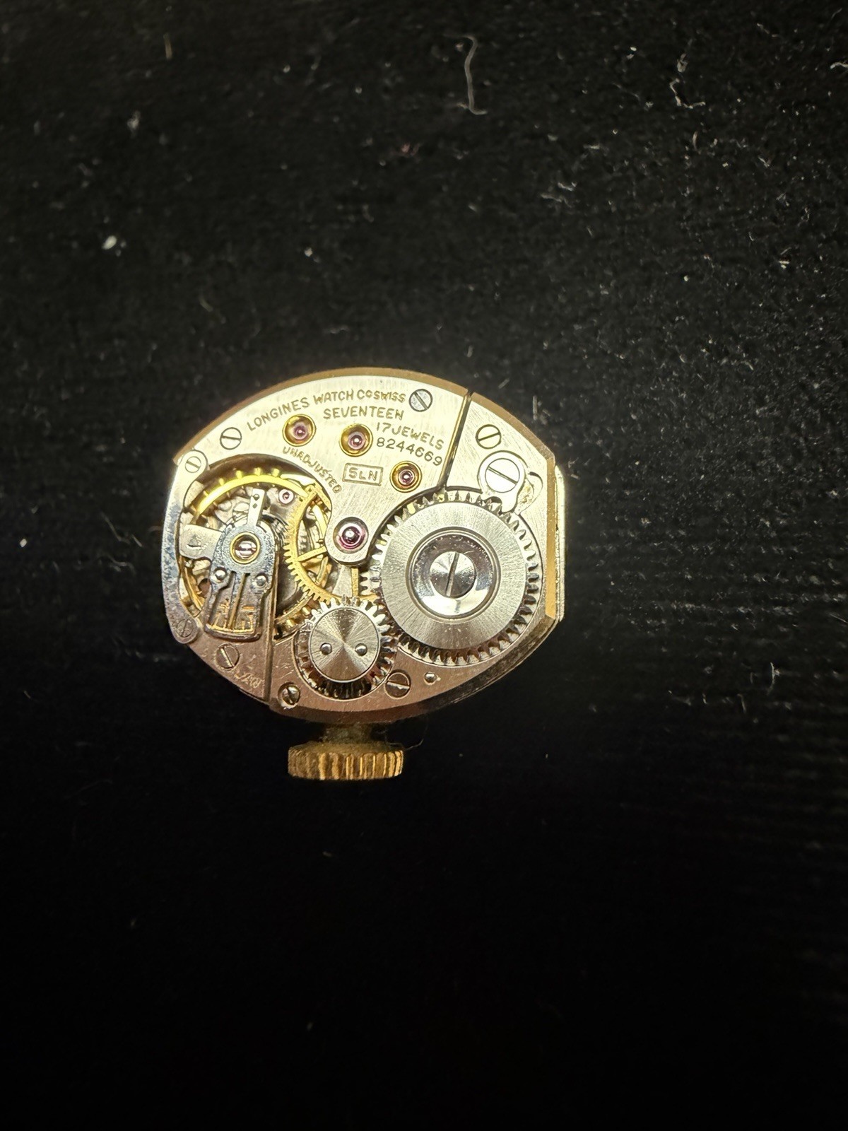 LONGINES 5LN 17J WATCH MOVEMENT & DIAL VINTAGE FOR PARTS OR REPAIR