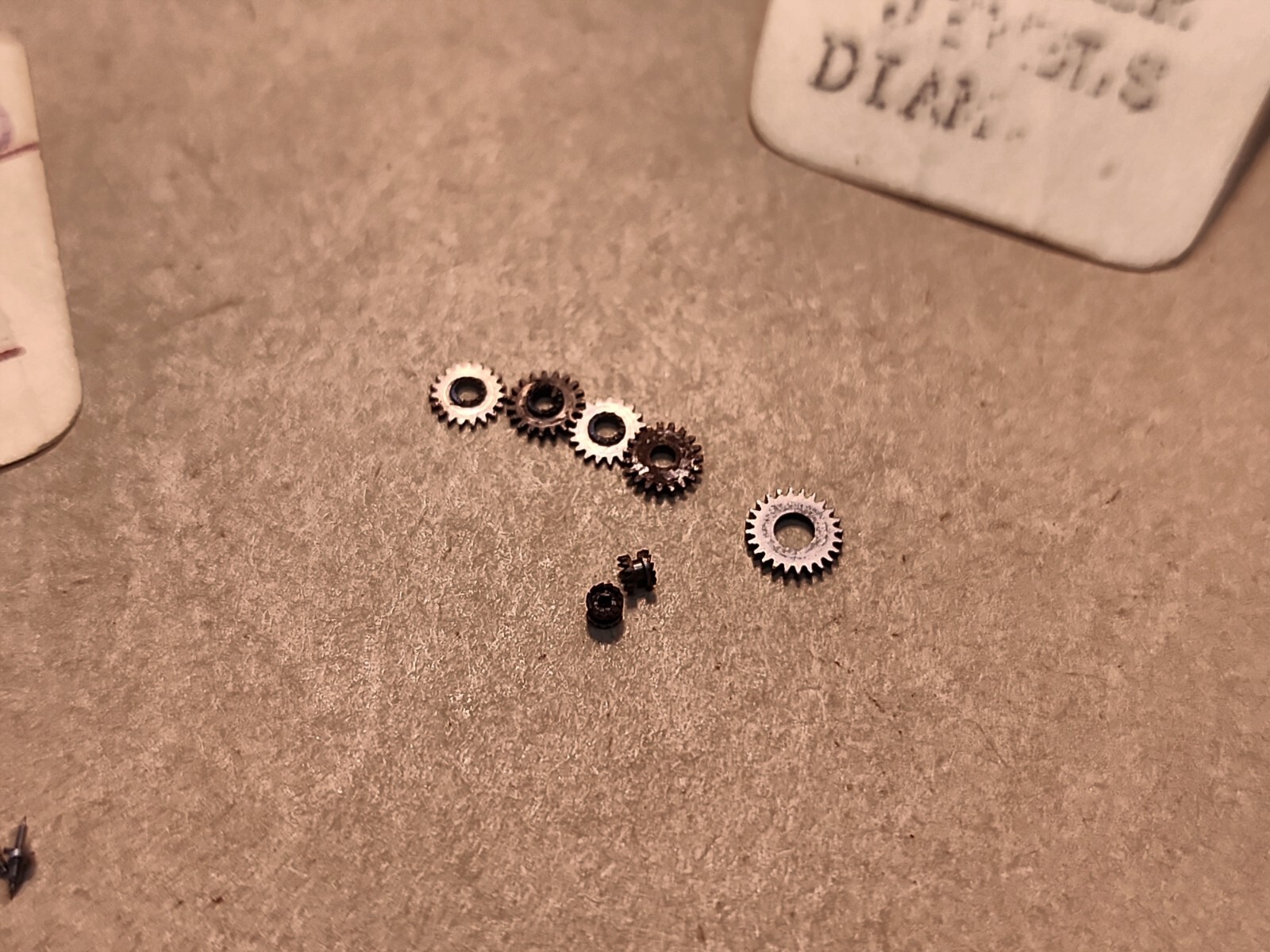 Lot Of NOS Elgin 21/0 Mixed Parts-Balance Staffs, Roller Jewel, Stem, Screws,