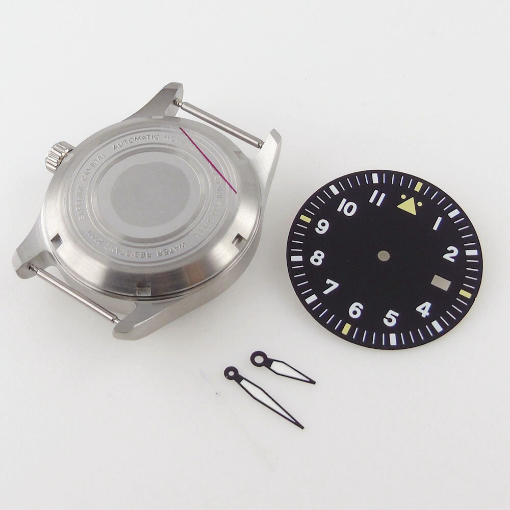 20ATM 39mm Brushed Watch Black Blue Case Dial Hands fit for NH35A Sapphire Glass