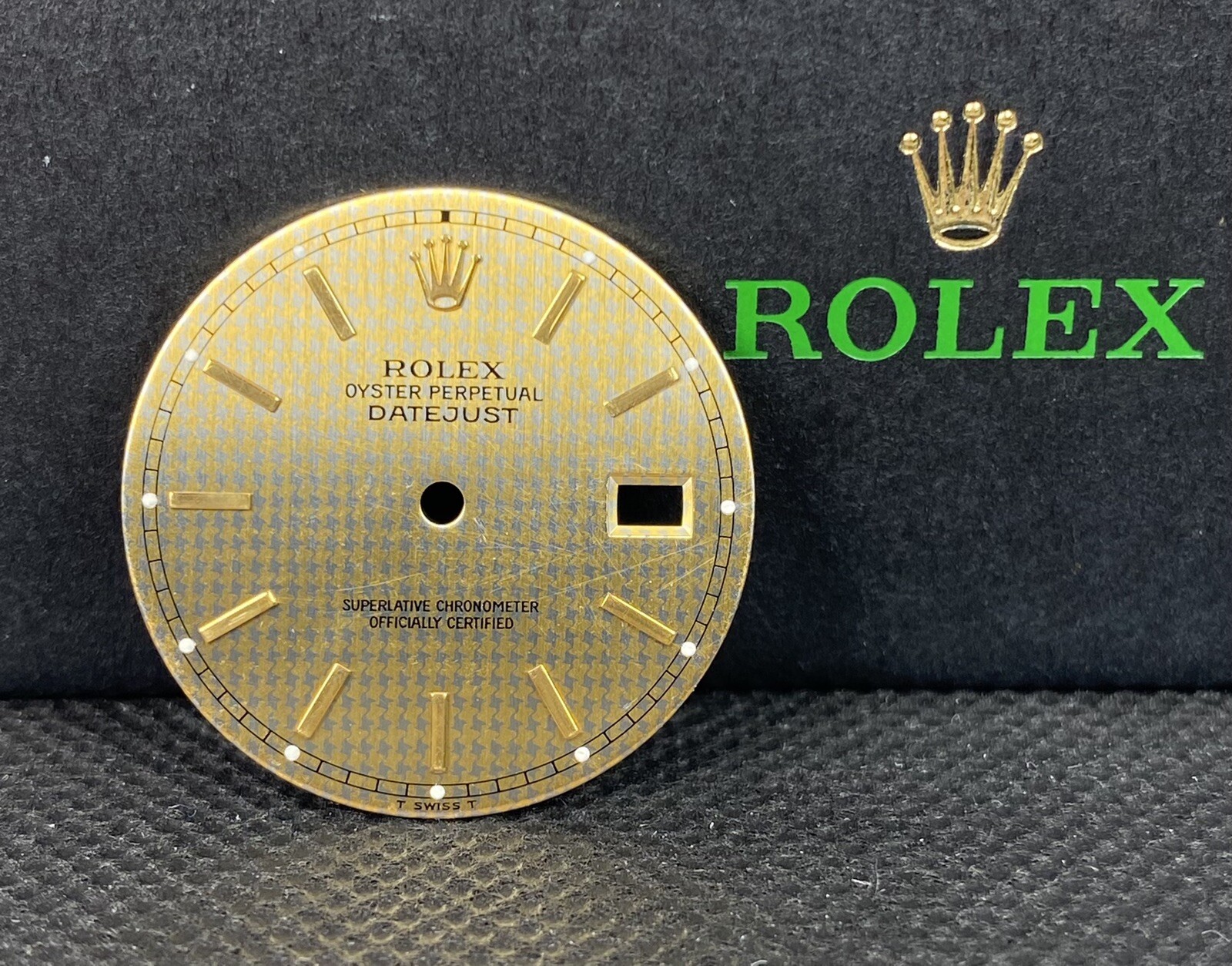 Rolex Datejust Men’s 36mm Gold Houndstooth Quick Stick Dial Jubilee 16013 16233