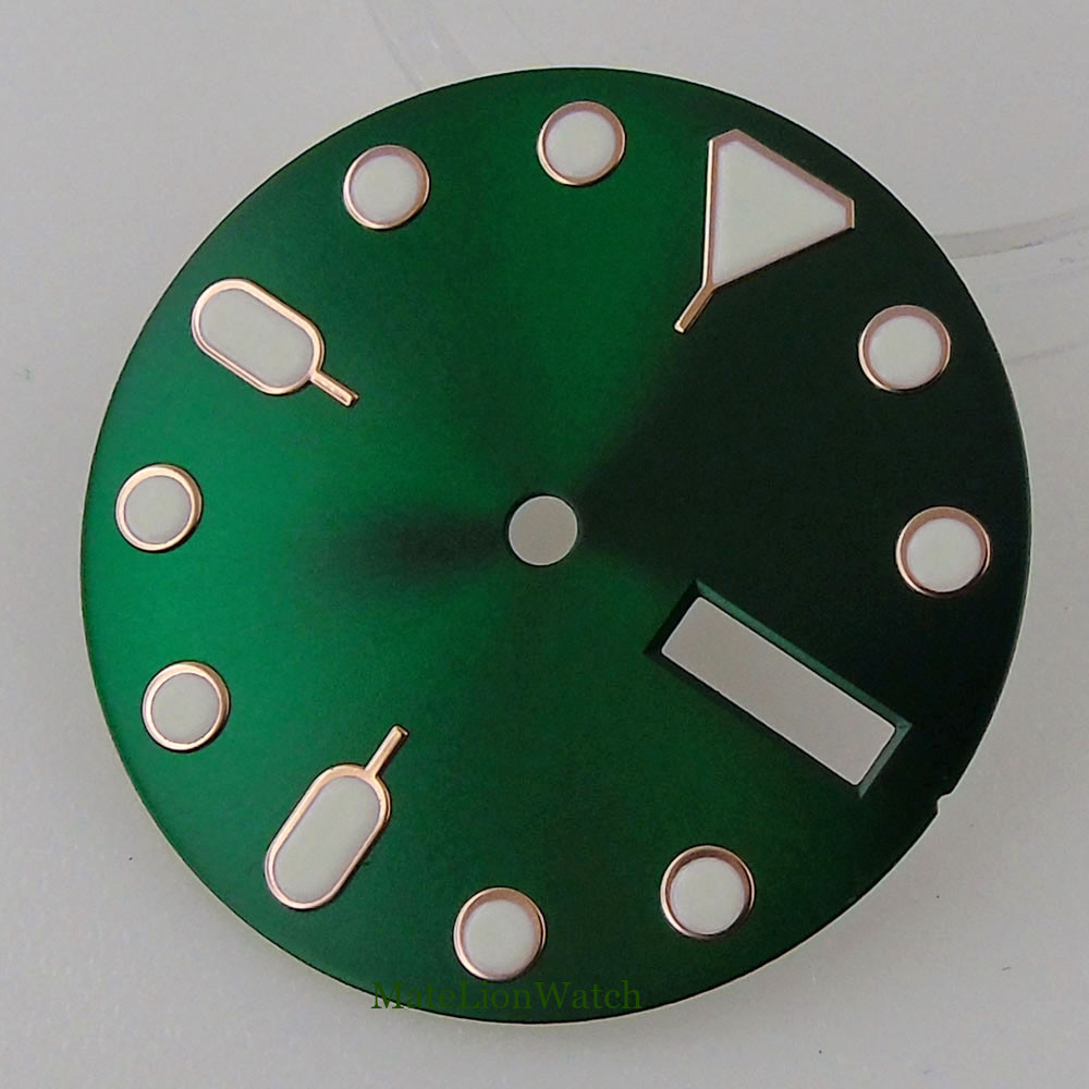 28.5mm Watch Dial Watch Face Fit For NH36/NH36A Automatic Movement Green Lume