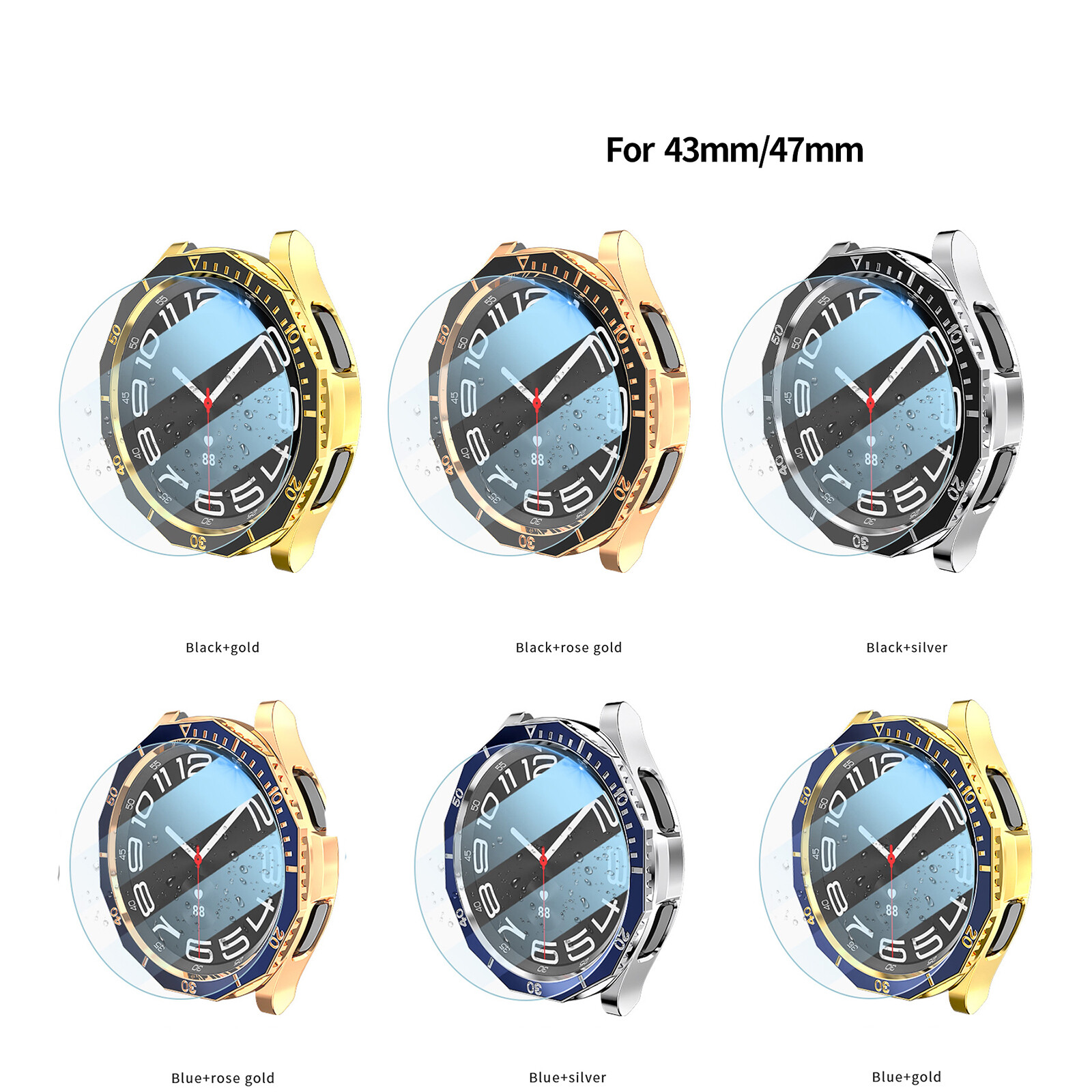 Protective Case with Tempered Film for Samsung Galaxy Watch6 Classic R950/R960