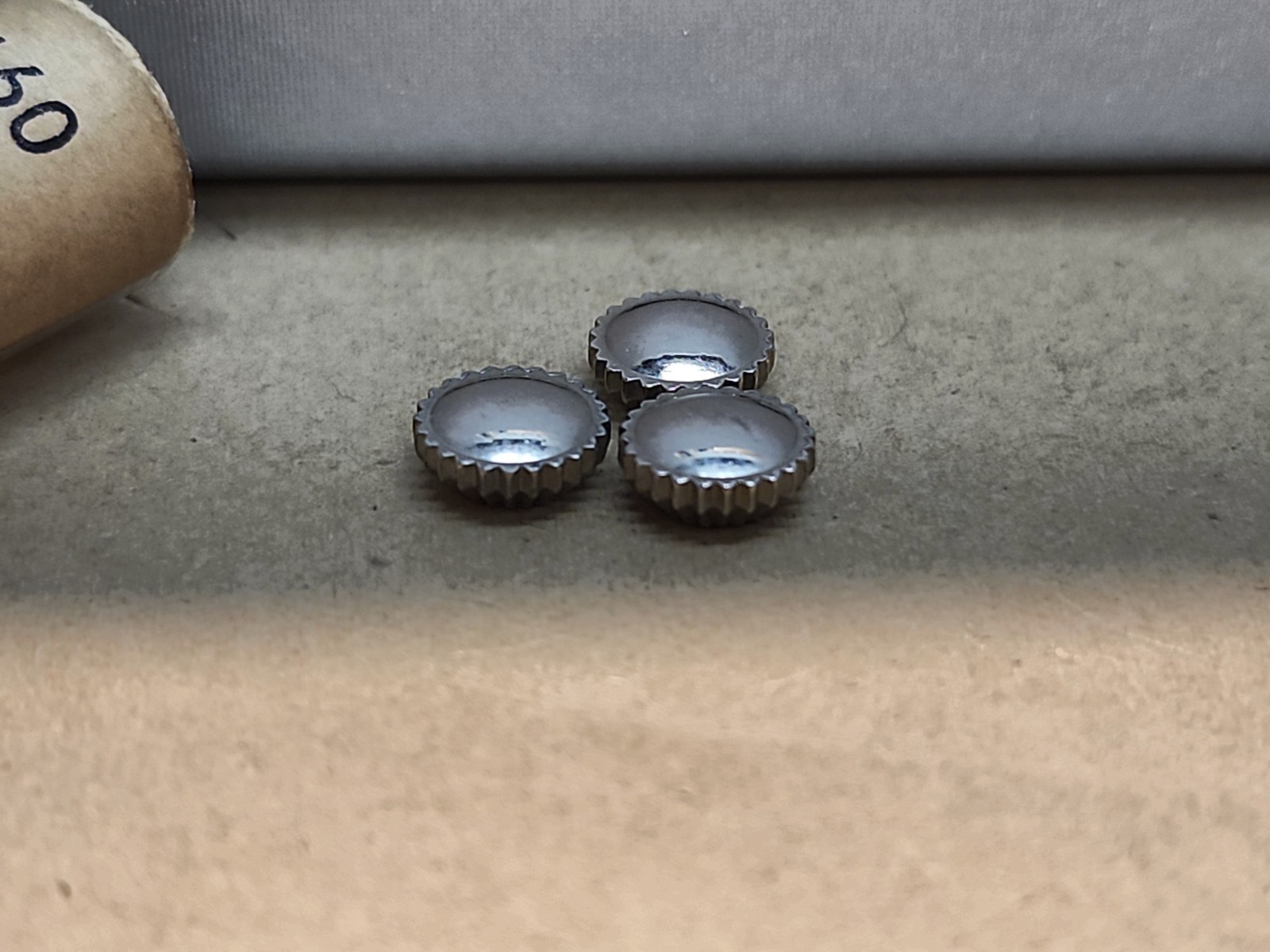 Lot Of 3 NOS Tap 2 White Gold-filled American Pocket Watch Crowns 7.13mm Diam