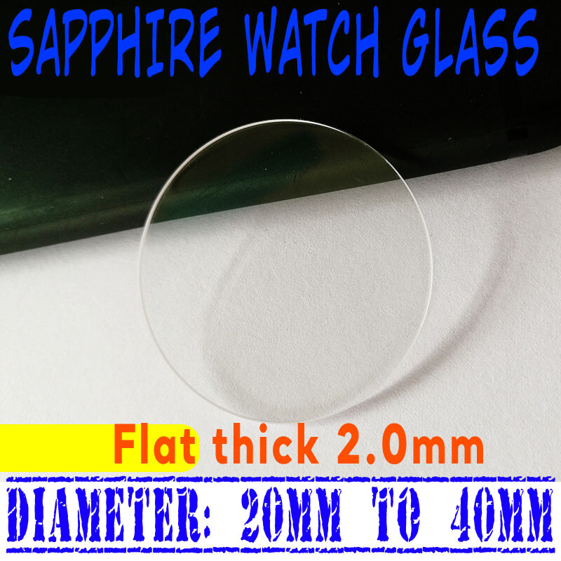 2mm Sapphire Glass 20mm to 40mm Flat Round Crystal Watch Parts Lens Repair Tool