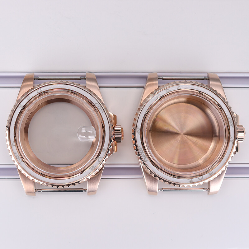 40mm Rose gold Watch Cases sapphire glass For Seiko Nh35 Nh36 Movement SUB GMT