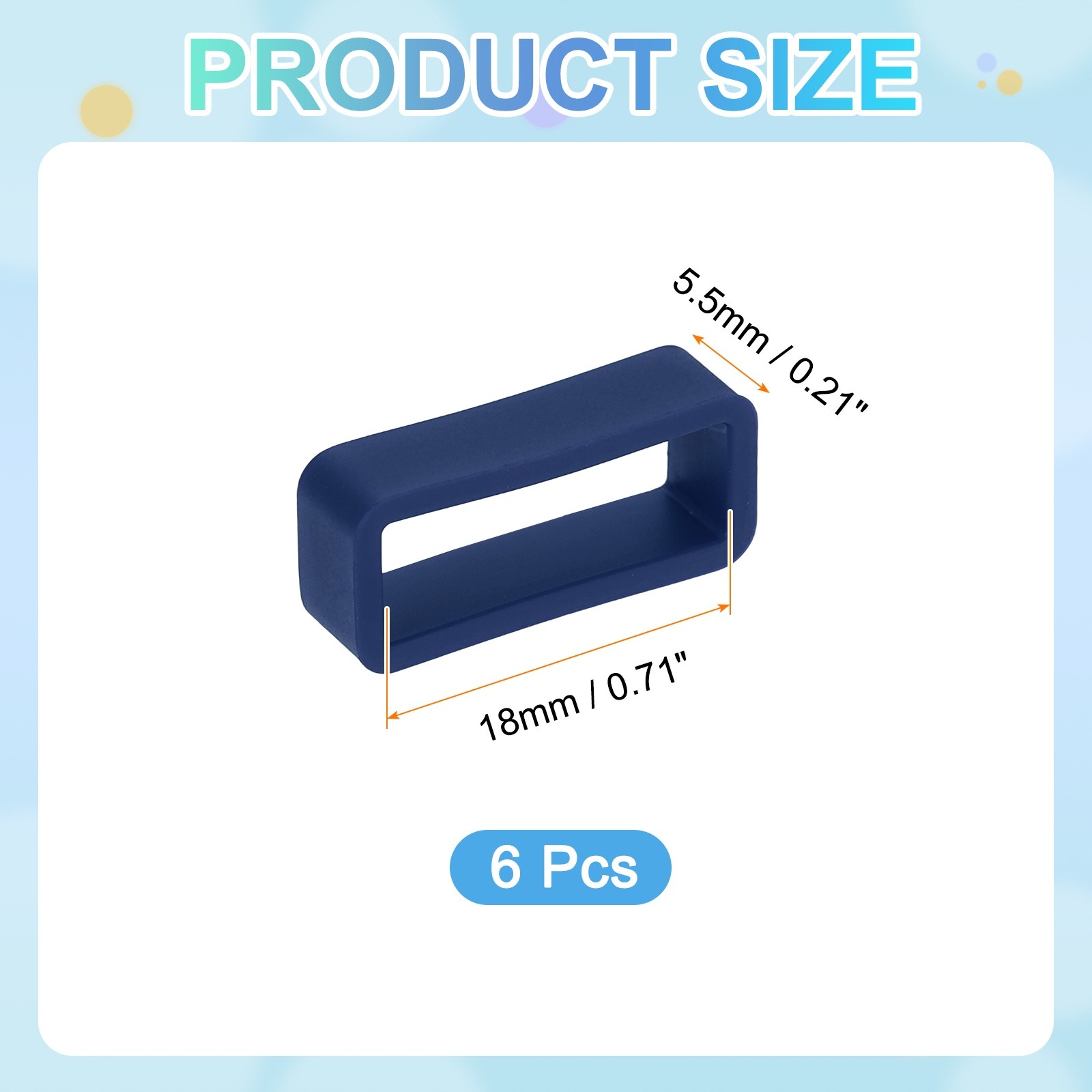 6Pcs, Watch Band Loop 18mm Silicone Watch Strap Retainer Loop Deep Blue