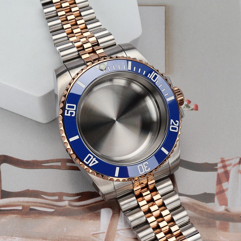 40mm Pilot Oyster Watch Case Bracelet Ceramic Bezel 10ATM For SII NH35 Movement