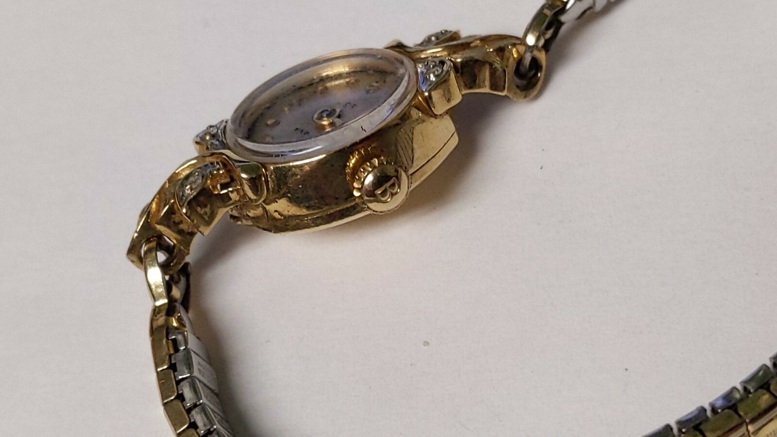 Bulova 14K Diamond Ladies Watch Speidel band left-handed crown, not working, nee