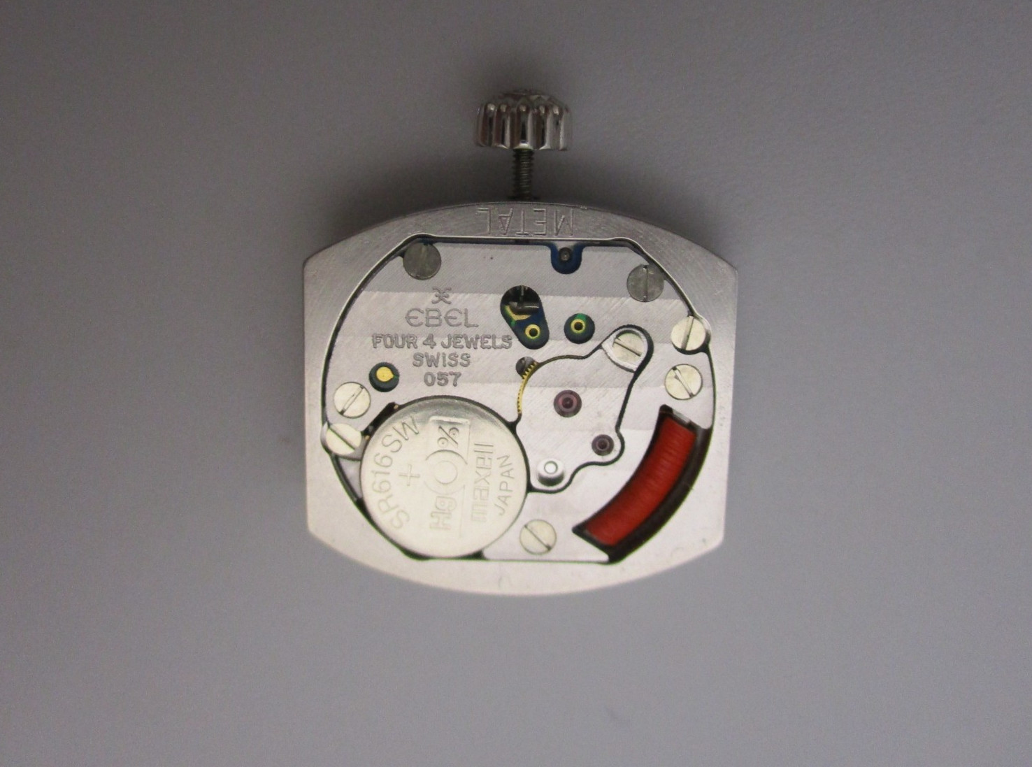 Works! EBEL (Cartier) 057 Quartz 4 Jewel Swiss Watch Movement Dial Hands & Crown