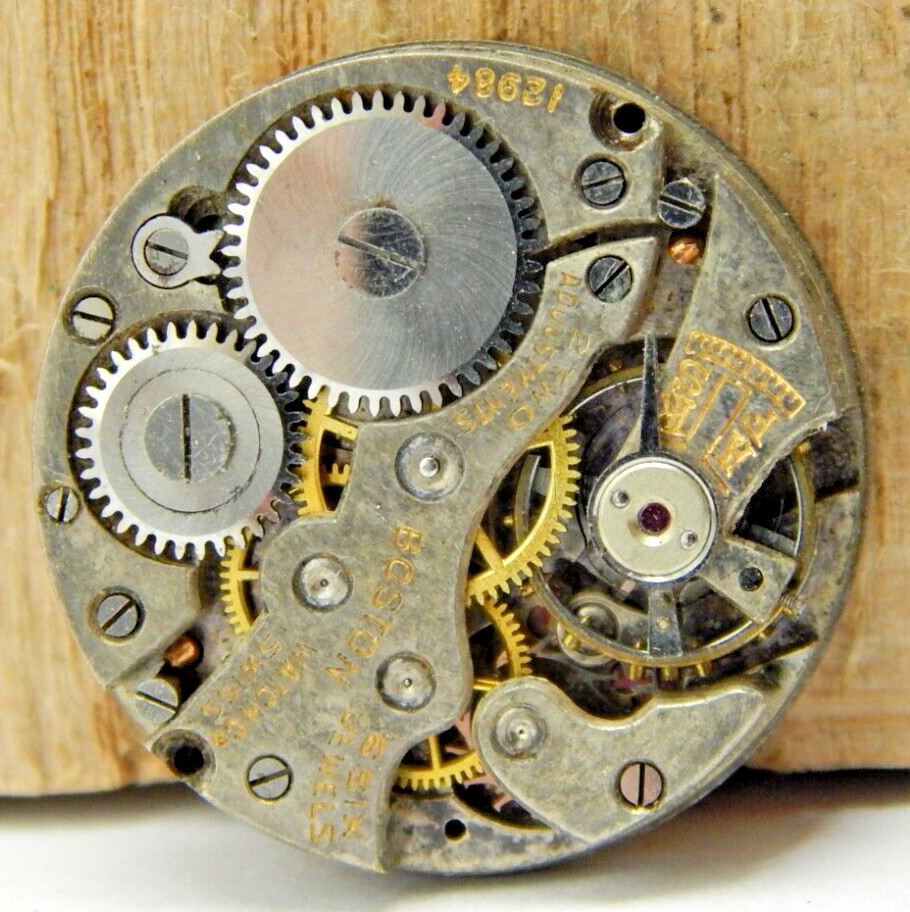 Vintage Boston 6 jewel 2 Adjustment 8/0 size watch movement with dial and hands
