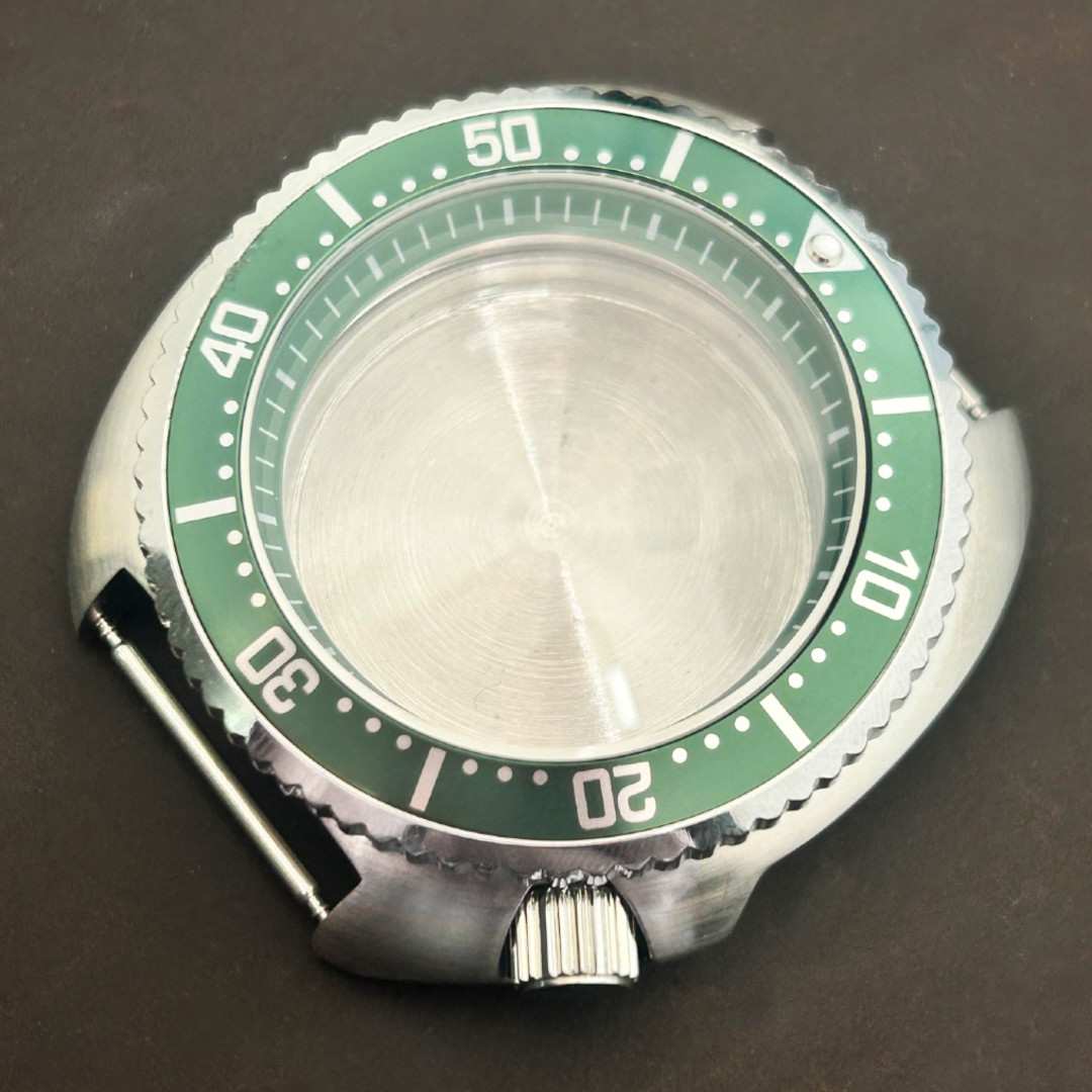 For NH35 NH36 4R35 4R15 4R36 Movement Black Ceramic Bezel Watch Case Green 44mm