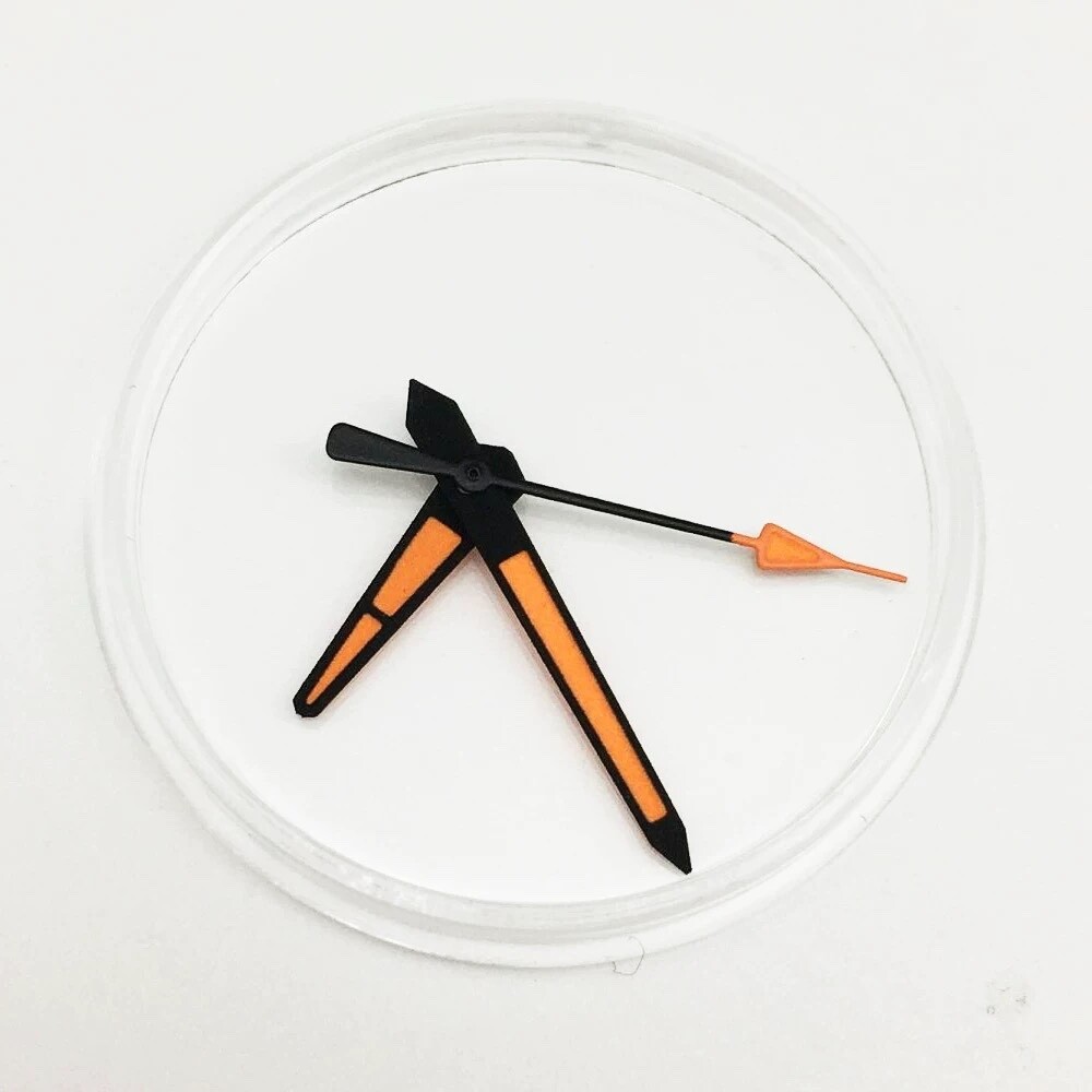15mm Black Orange Watch Hands Set Luminous For NH35 NH36 Movement