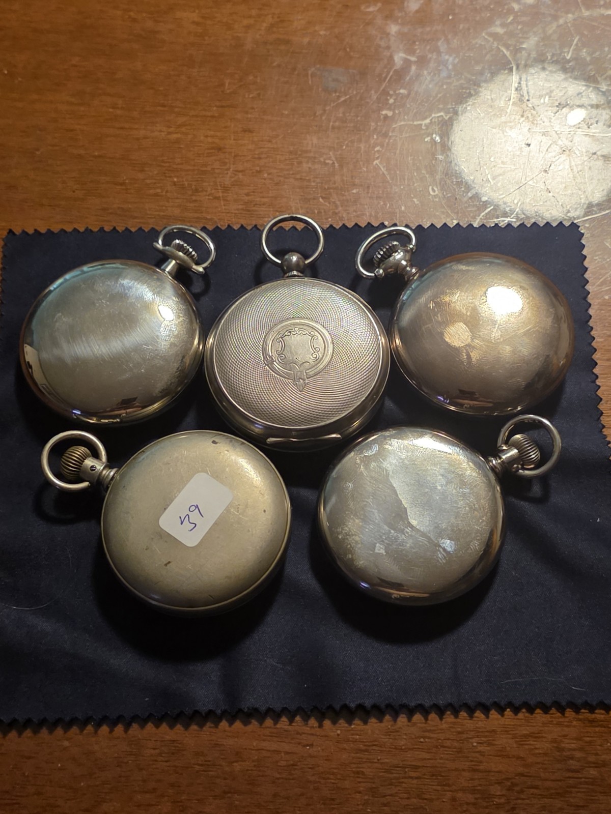 Lot of 5 Pocket Watch Cases, Silver Metal, Compatible w/ Antique Watches 16s