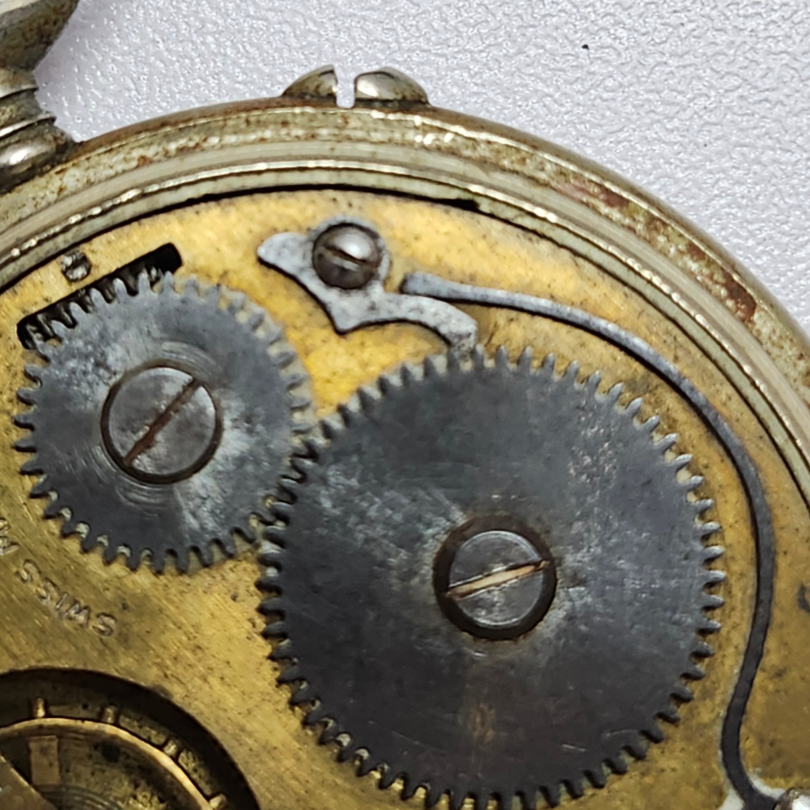 FHF Swiss Made Pocket Watch Movement & Case Pin-Set For Parts Repair