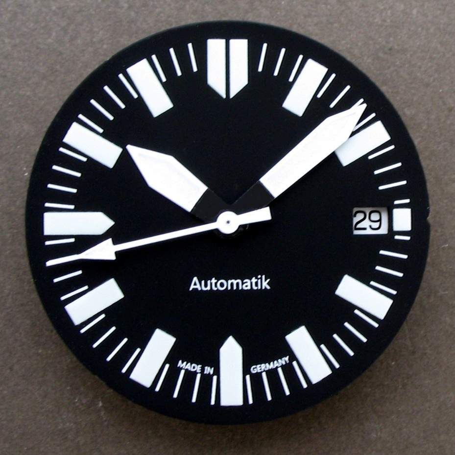 DIAL + HANDS SET FOR ETA 2824-2 Ø 29mm BLACK DIVER AUTOMATIC BGW9 LUME GERMANY