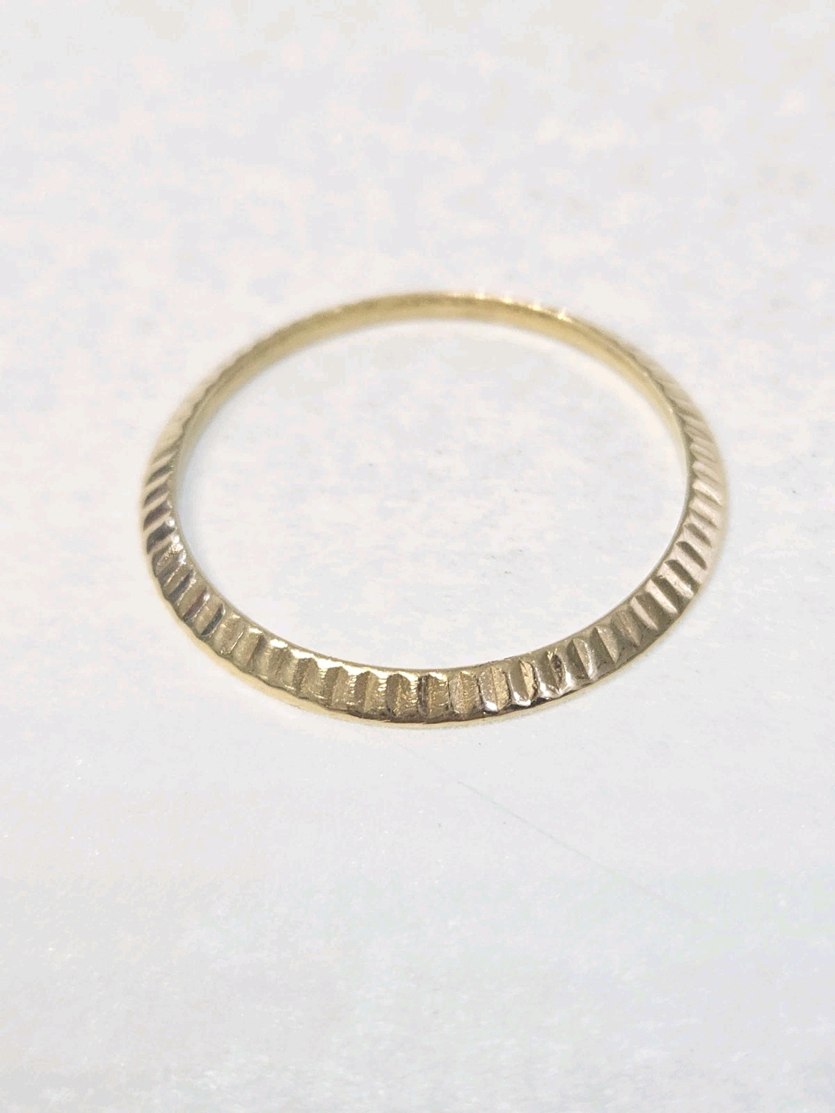 14K Yellow Gold Fluted Watch Bezel 25mm Outer 21mm Inner Diameter Repair Part