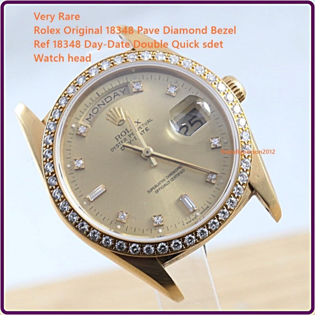 Ref 18348 ROLEX Day-Date Double Quick Set 31 Jewels Automatic Pave Diamond Bezel