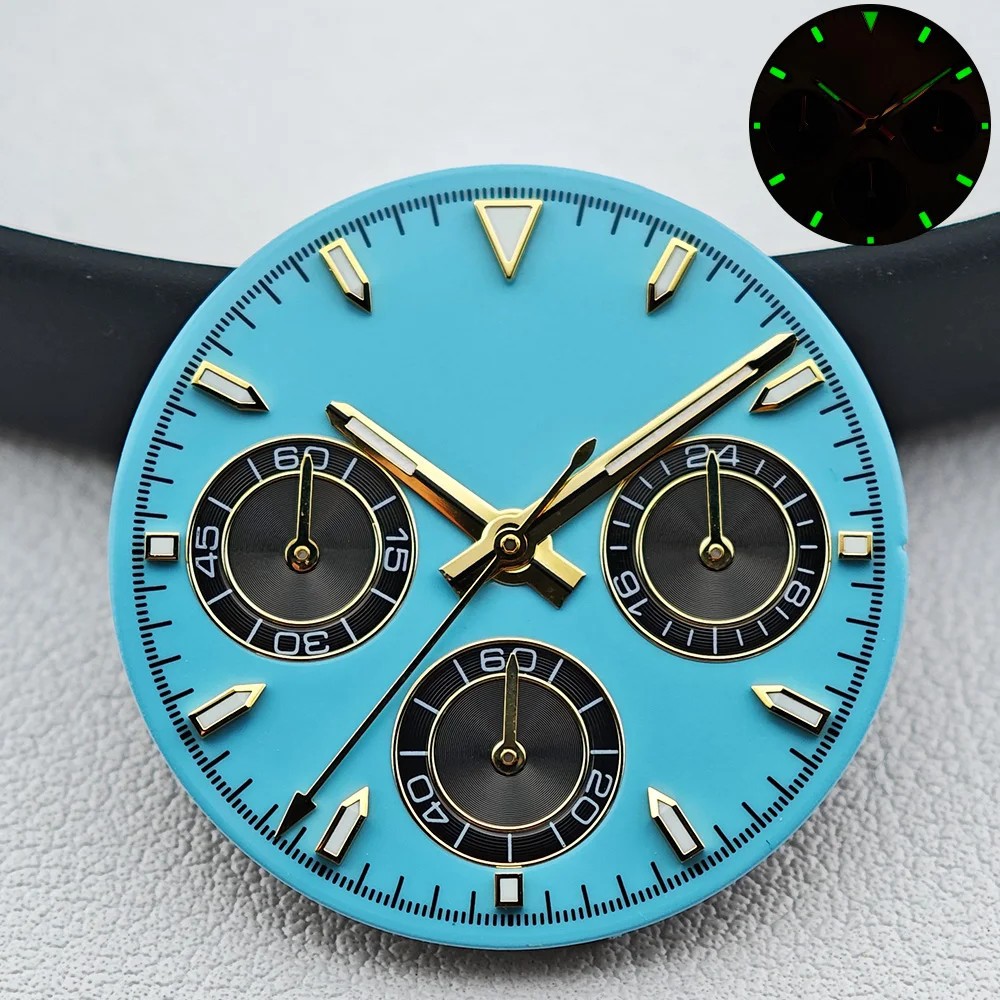 29mm Green Luminous Watch Dial +Hands for Vk63 Movement Watch Repair Parts