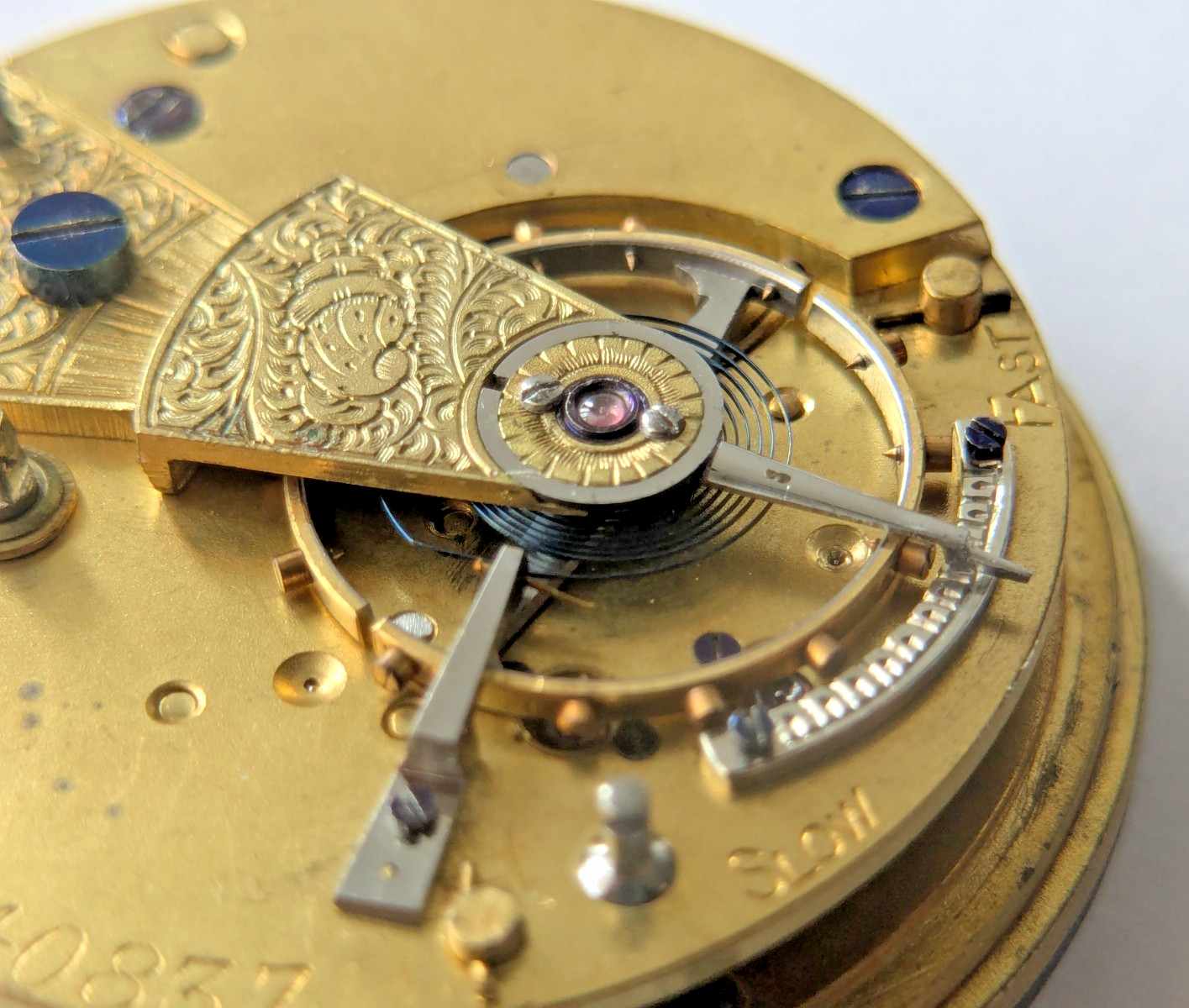 Antique English Lever Pocket Watch Movement Running Balance Project 44.1mm EL9