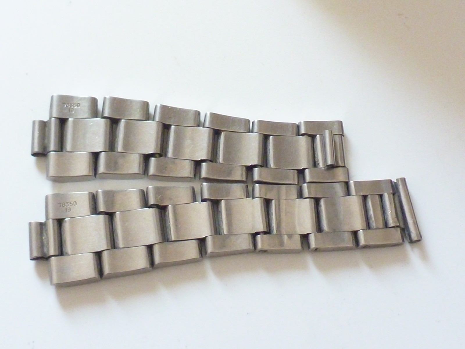 2 Half ORIGINAL Rolex Steel Bracelet 78350 19MM length Oyster without ends .-