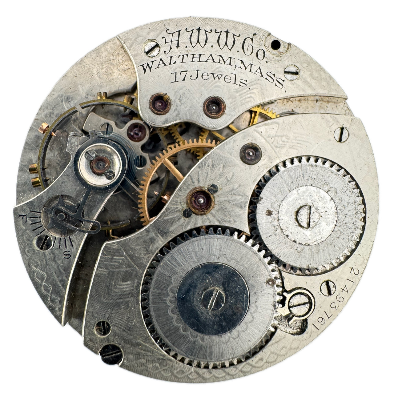 Antique 12s 1917 Waltham 1894 17J Mechanical Hunter Pocket Watch Movement No.225