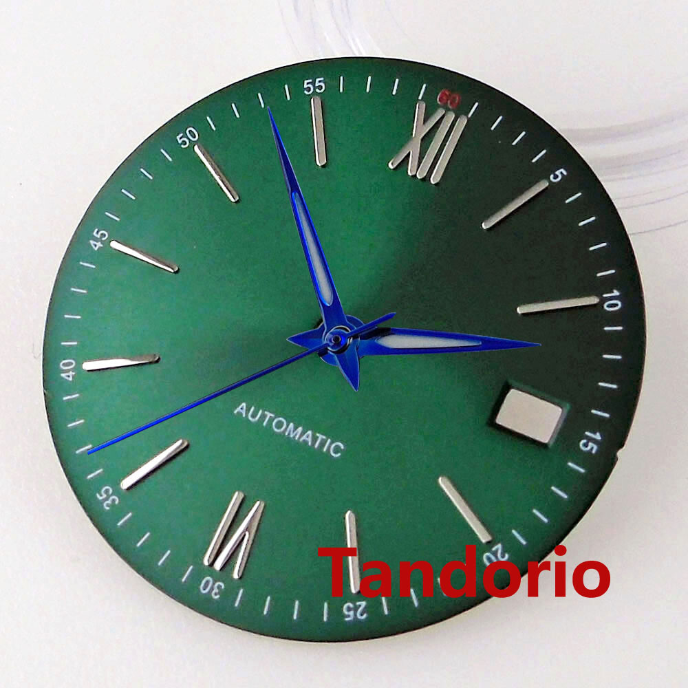 31mm Bliger Silver Blue Black Dial Hands Fit NH35A NH36A Movement Date Window