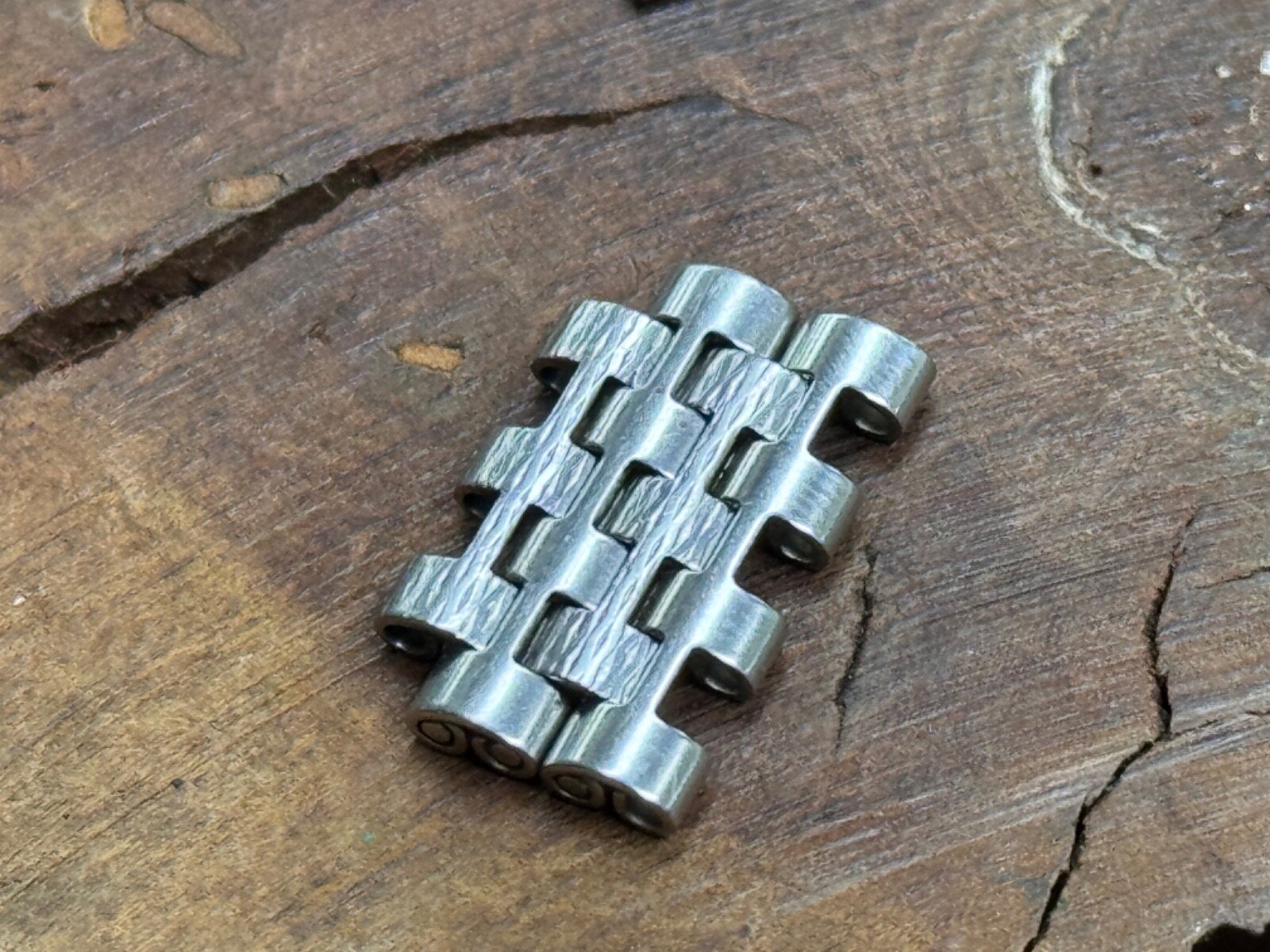 Last 2 spare polished & bark steel links to vintage Zenith watch NSA bracelet
