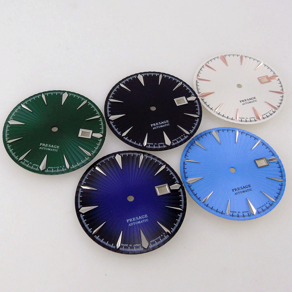 35mm Black Green White Sunburst Watch Dial For Japan NH35 NH36 Movement