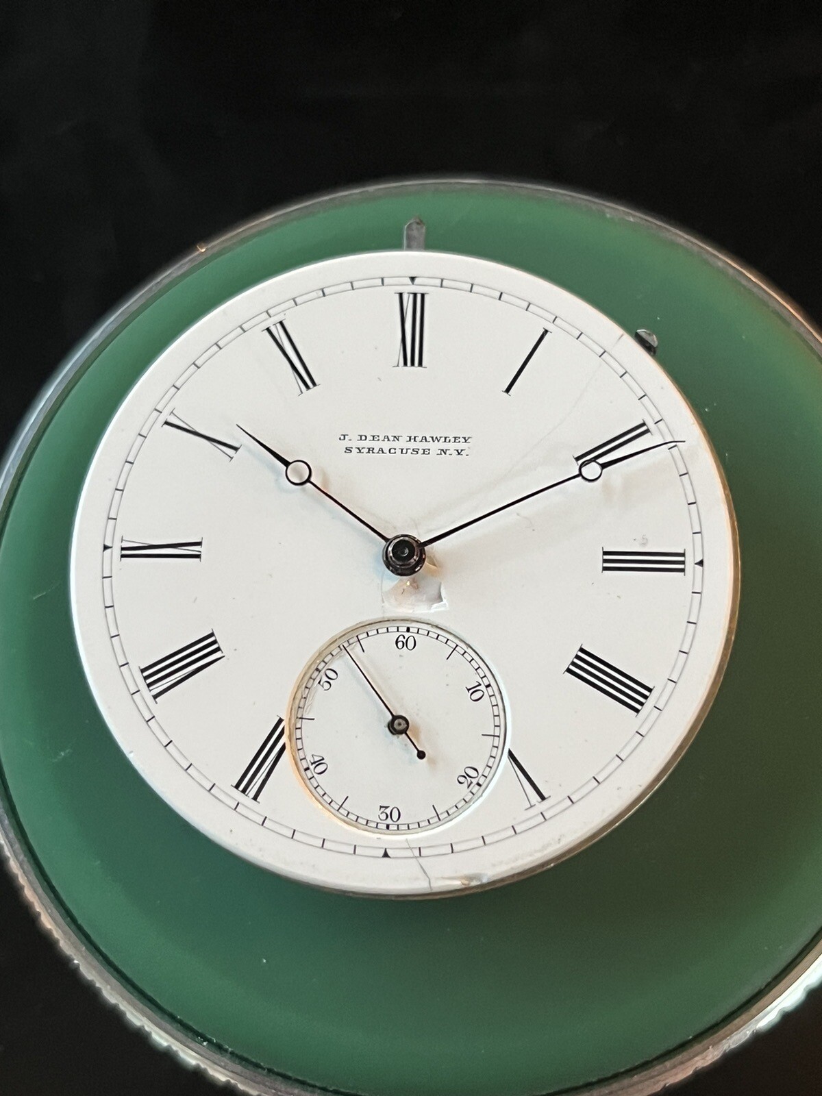 RARE High Grade 16s Lever Set Pocket Watch Movement By J Dean Hawley Syracuse NY