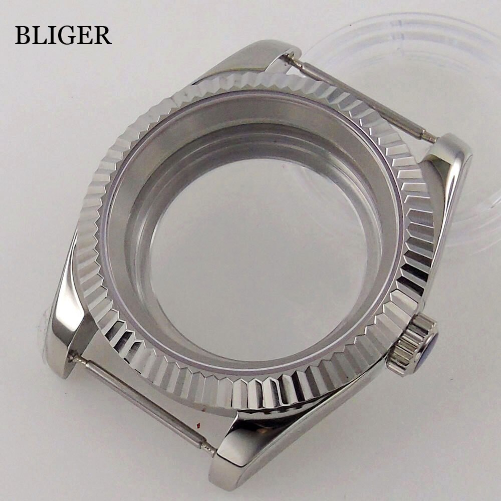 BLIGER 36MM 39MM Rose Gold Silver Watch Case Fluted Bezel fit NH35A NH36A PT5000
