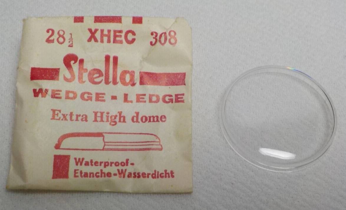 STELLA WEDGE LEDGE EXTRA HIGH DOME WATCH CRYSTAL 308 REPLACEMENT 28 1/2 XHEC