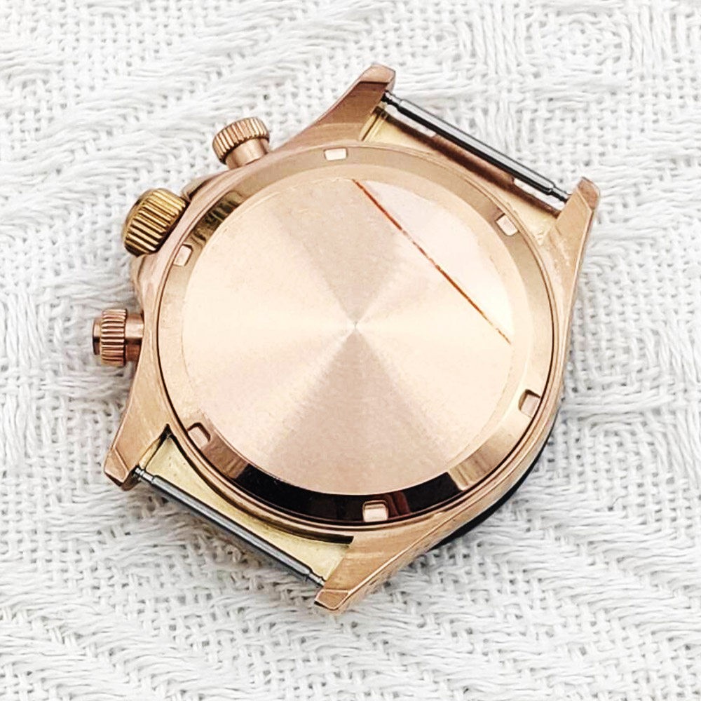 DIY 40mm Gold Color Stainless Steel Watch Case Sapphire Glass Fit VK63 Movement