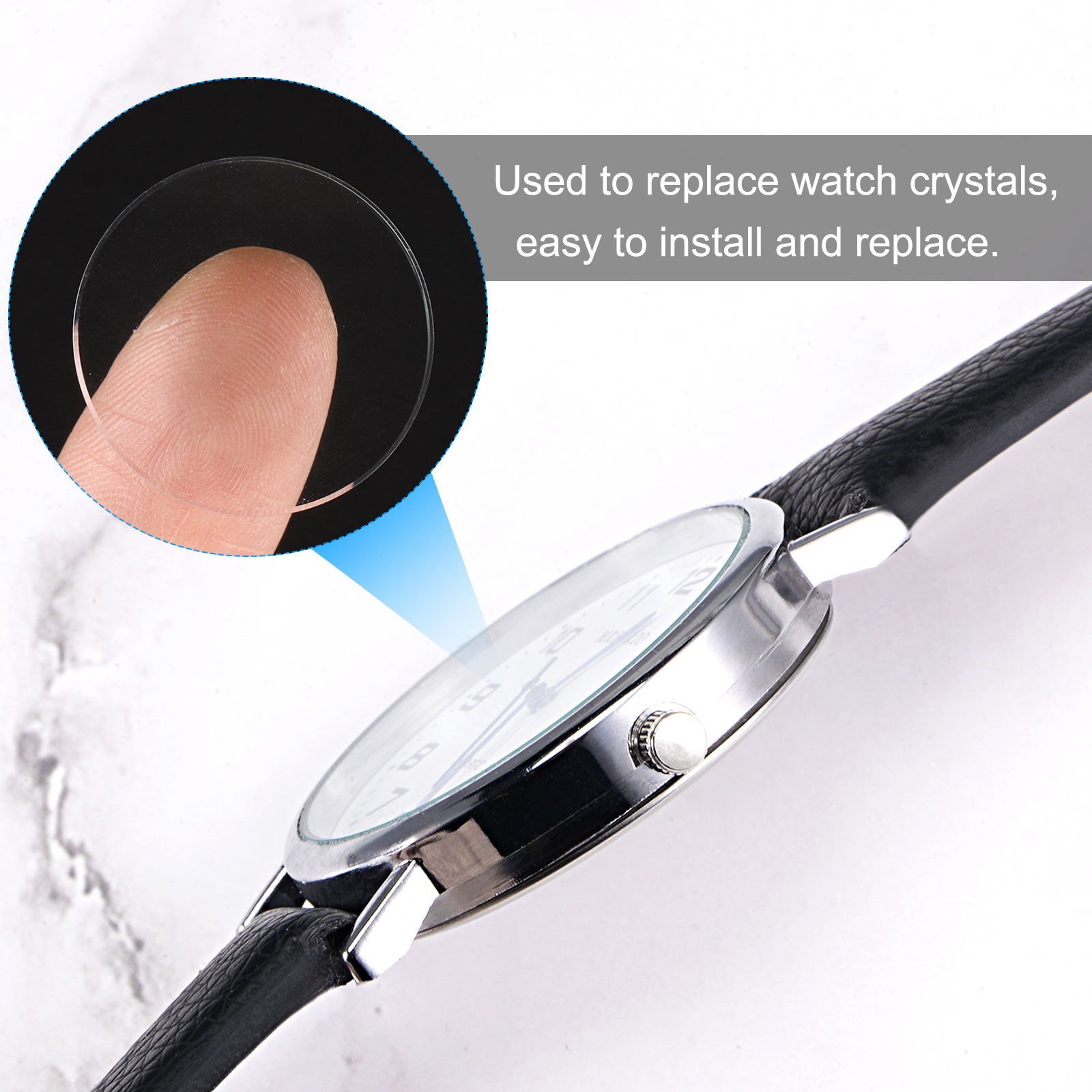 12pcs Watch Crystal Glass Lens 26mm Flat Round Glass Watch Face Crystals Lens