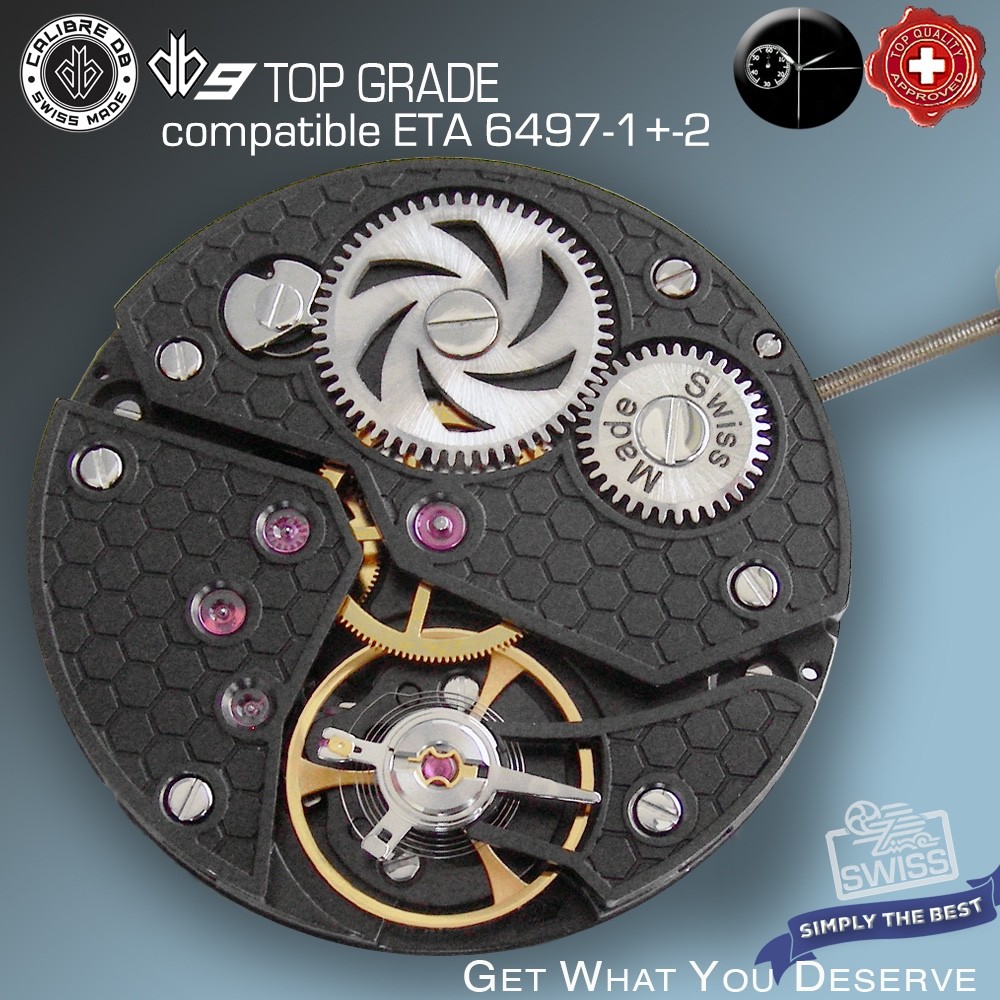 MOVEMENT CAL DB9 HONEYCOMB BLACK, TOP GRADE – SWISS MADE – compatible ETA 6497