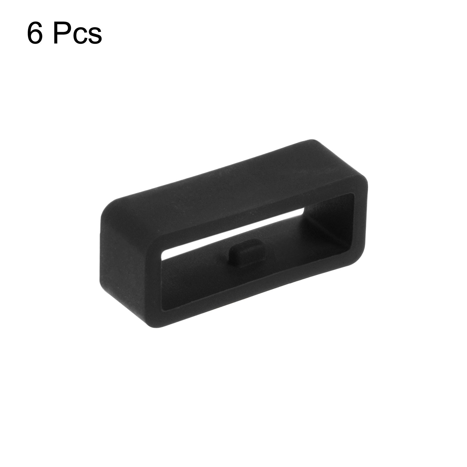 6 pcs Watch Strap Loop Fastener Rings 16mm Rubber Watch Holder Keeper Black