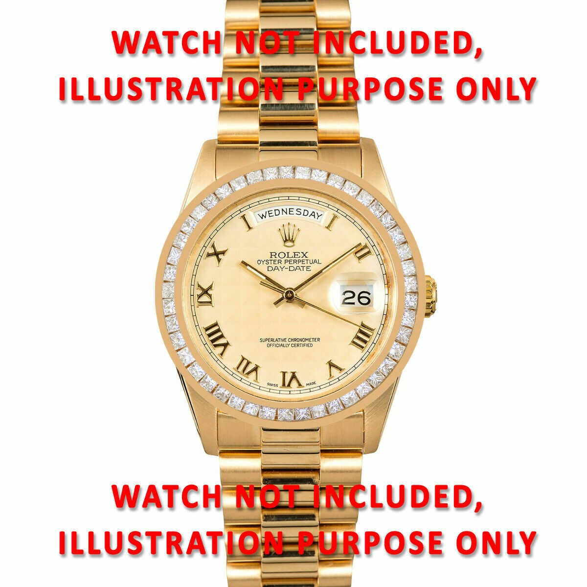 2.75CT PRINCESS CUT NATURAL DIAMOND BEZEL 14K YELLOW FOR ROLEX 36MM DATEJUST