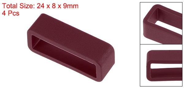 Watch Band Strap Loops Silicone for 20mm Width Watch Band, Wine Red 4 Pcs