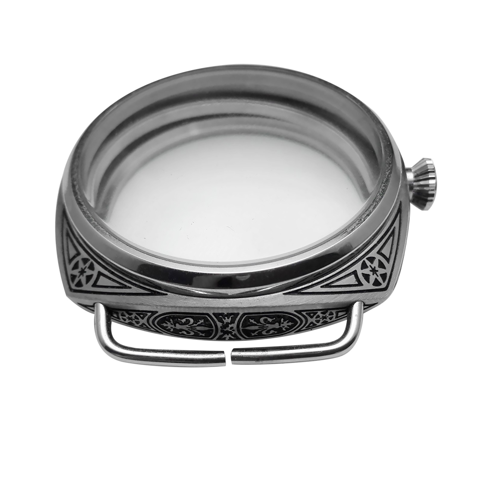 47mm Sculpture Black Pattern Watch case For ETA 6497 6498 Seagull ST36 Movement