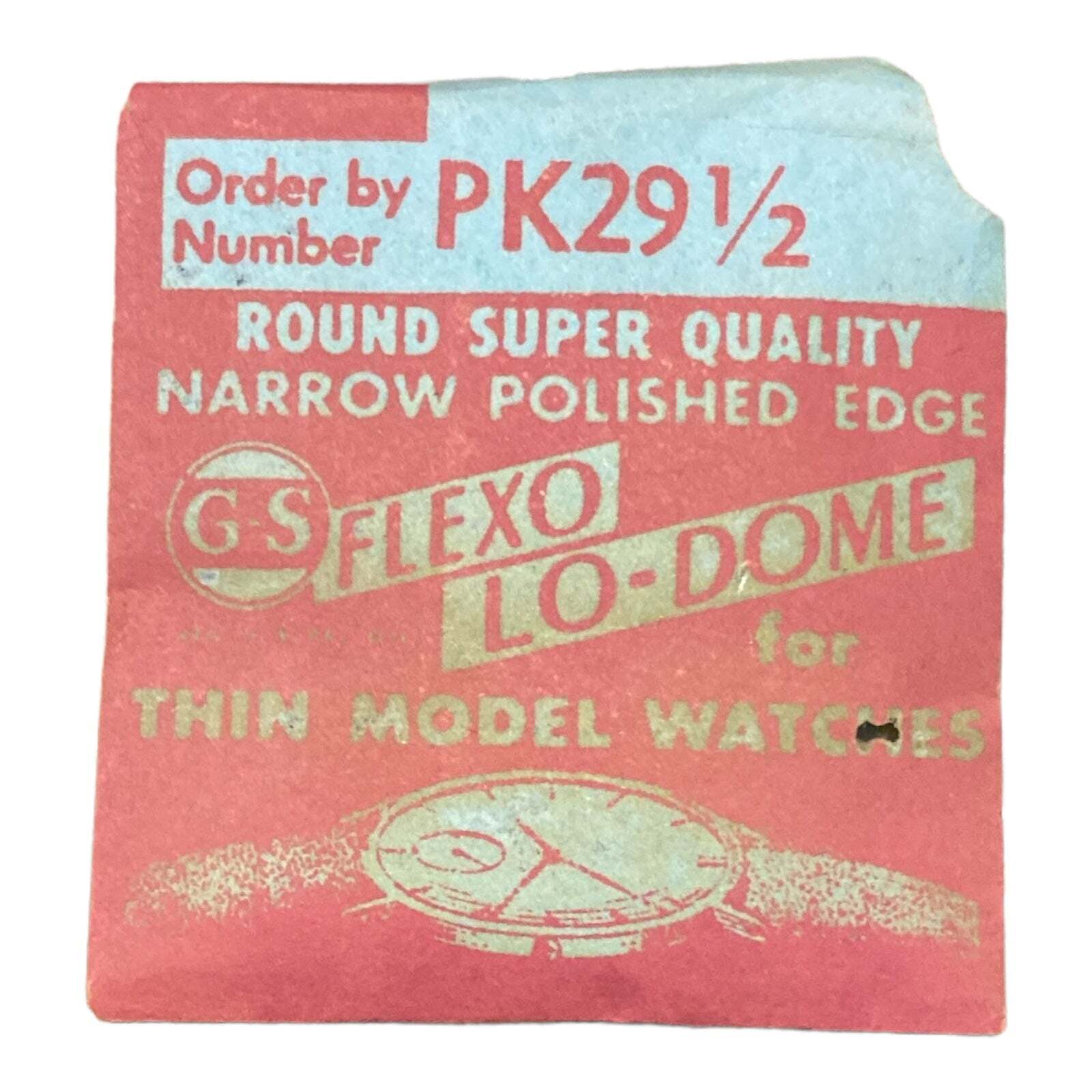 Germanow-Simon Mach (GS) PK29 1/2 Watch Crystal NOS Part Flexo Lo-Dome