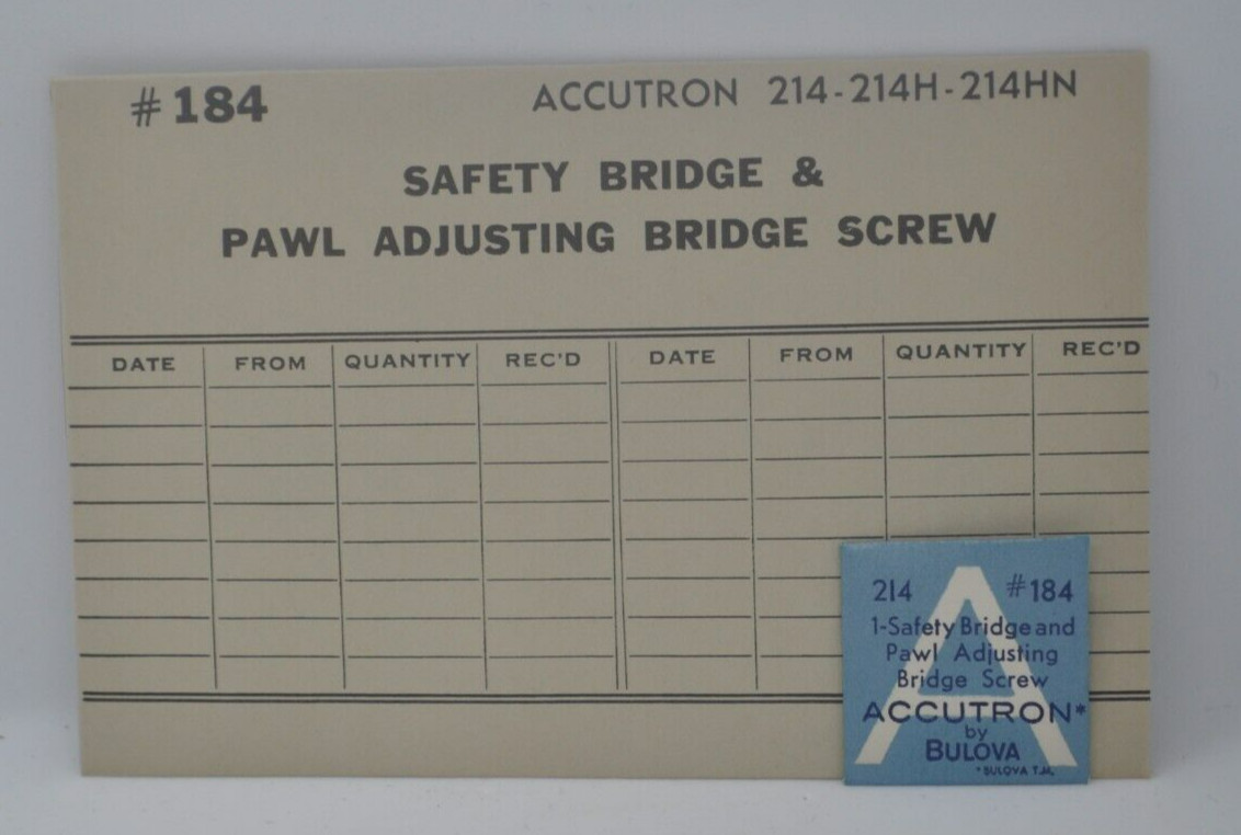Accutron 214 Safety Bridge & Pawl Adjusting Bridge Screw #184 *NOS