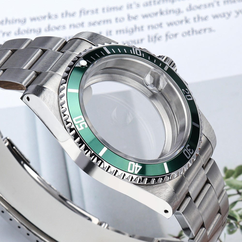 Aviator SUB Watch Cases 39mm+Oyster Bracelet Sapphire Steel For Seiko NH35 NH36